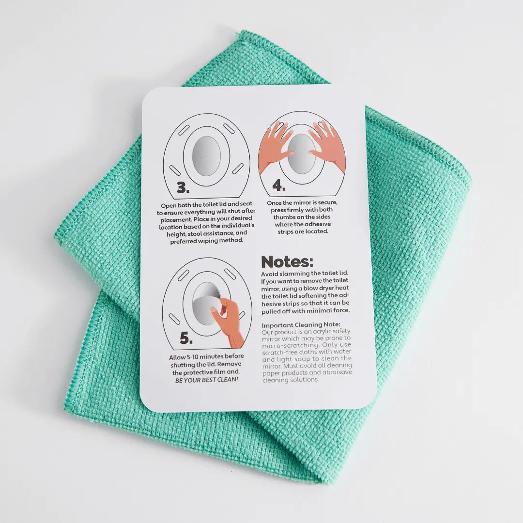 Ehde Toilet Mirror usage instructions - proper placement, cleaning tips, and adhesive strip application guide